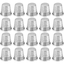 Sewing Thimble Finger Protector, 50 Pcs Metal Finger Shield Ring for Hand Sewing, Craft Accessories DIY Sewing Tools, Silver