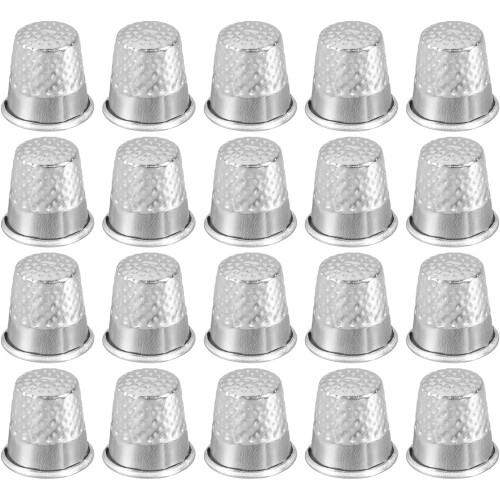 Sewing Thimble Finger Protector, 50 Pcs Metal Finger Shield Ring for Hand Sewing, Craft Accessories DIY Sewing Tools, Silver