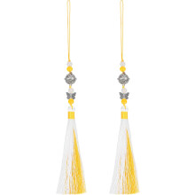 Pendants with Tassels, 2 Pcs Classic Bells Tassel Pendant 25cm/9.84inch DIY Craft for Home Fringe Strap Hang Decoration, Gold