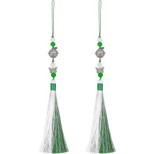 Pendants with Tassels, 2 Pcs Classic Bells Tassel Pendant 25cm/9.84inch DIY Craft for Home Fringe Strap Hang Decoration, Light Green