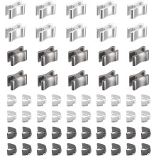 Zipper Slider Retainers, #5 Top Stoppers & Bottom Stops for Bags Coats Jackets Closed-end Zippers Replacing (Metallic Black, White Gold, 20 Sets)