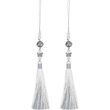 Pendants with Tassels, 2 Pcs Classic Bells Tassel Pendant 25cm/9.84inch DIY Craft for Home Fringe Strap Hang Decoration, Silver