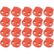 Plastic Spring Cord Locks, 20Pcs Shoe Lace Tie Lock, Double-Hole Slider Toggles Clip End Stopper Fastener for Drawstrings Paracord (Orange)