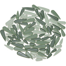 Ceramic Mosaic Tile, About 200g Teardrop Flower Leaf Tile Mosaic Block for Handicrafts Artwork, Mixed Deep Green