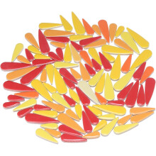 Ceramic Mosaic Tile, About 200g Teardrop Flower Leaf Tile Mosaic Block for Handicrafts Artwork, Mixed Red Yellow