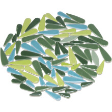 Ceramic Mosaic Tile, About 200g Teardrop Flower Leaf Tile Mosaic Block for Handicrafts Artwork, Mixed Bright Green