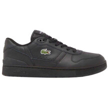 (10 UK, Black) Lacoste Mens T-Clip Leather Flat Trainers