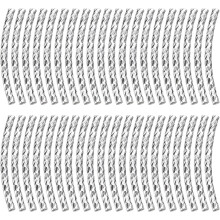 60Pcs Brass Curved Tube Beads, 1.5x20mm Texture Plating Noodles Spacer Beads for Jewelry Craft Making, Silver White