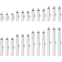 160Pcs Slide on End Clasps, 10/13/16/20/25/30/35/40mm Tube Ball Bead Slider Crimp Ends for Multi-Strand DIY Craft Making, Silver Tone