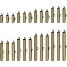 160Pcs Slide on End Clasps, 10/13/16/20/25/30/35/40mm Tube Ball Bead Slider Crimp Ends for Multi-Strand DIY Craft Making, Bronze Tone
