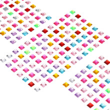 455 Pcs Gems Stickers for Crafts, 5 Sheet Self-Adhesive Gems Bling Square Rhinestone Stickers, Crystal Crafts Jewelry Stickers for Party Table Decorat