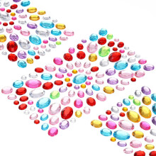 535 Pcs Gems Stickers for Crafts, 5 Sheet Self-Adhesive Gems Bling Oval Rhinestone Stickers, Crystal Crafts Jewelry Stickers for Party Table Decoratio