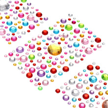 570 Pcs Gems Stickers for Crafts, 5 Sheet Self-Adhesive Gems Bling Mixed Shape Rhinestone Stickers, Crystal Crafts Jewelry Stickers for Party Table De