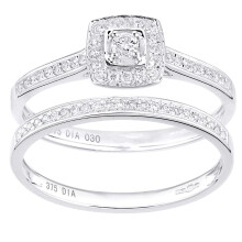 (L) Jewelco London 9ct White Gold Round 0.3ct Diamond Bridal Set Engagement Ring - PR1AXL2703W