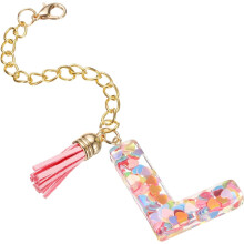 Letter Charm Accessories for Tumbler Cup Name ID Initial Letter Alphabet Charm Water Cup Chain for Handle Identification, Multicolored(Letter L)