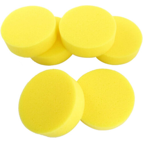 Car Auto 6 Pcs Yellow Round Sponge Wax Applicator Pads