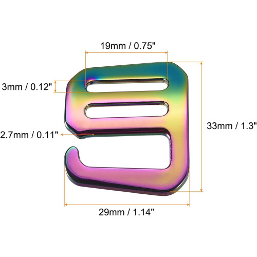 Metal G Hooks Webbing Buckles G-Hook Wave Buckle Adjuster Slide Buckle for Backpack 1