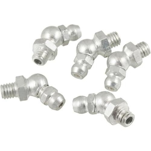 5 Pcs M6x1 Thread 45 Degree Angle Hydraulic Grease Nipple Zerk Silver Tone