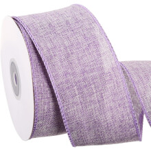 Burlap Wired Ribbon 2-1/2 Inch x 10 Yard, Wired Edge Ribbon for Craft Gift Wrapping Wreath Christmas Tree Decoration,Denim Purple