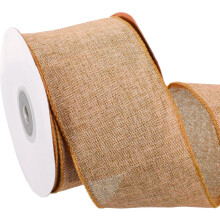 Burlap Wired Ribbon 2-1/2 Inch x 10 Yard, Wired Edge Ribbon for Craft Gift Wrapping Wreath Christmas Tree Decoration,Orange