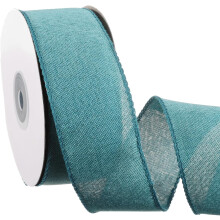 Burlap Wired Ribbon 1-1/2 Inch x 10 Yard, Wired Edge Ribbon for Craft Gift Wrapping Wreath Christmas Tree Decoration, Blue