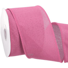 Burlap Wired Ribbon 2-1/2 Inch x 10 Yard, Wired Edge Ribbon for Craft Gift Wrapping Wreath Christmas Tree Decoration,Pink