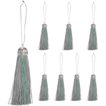 8 Pcs 9.8" Silky Double Color Tassels, Handmade Soft Floss Craft Tassels with Loop, Tassel for Bookmark, Jewelry Making, Keychain, Souvenir, Graduatio