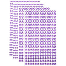 4mm/6mm Rhinestone Stickers - 4 Sheets Self-Adhesive Round Rhinestones, Crystal Crafts Jewelry Stickers for Nail, Makeup, Festival (Light Purple)