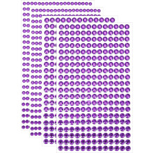 1394 Pcs 4mm/6mm Rhinestone Stickers for Crafts - 4 Sheet Self-Adhesive Round Crystal Jewelry for Nail, Makeup, Festival (Deep Purple)