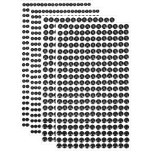 1394 Pcs 4mm/6mm Rhinestone Stickers for Crafts, 4 Sheet Self-Adhesive Round Crystal Jewelry for Nail, Makeup, Festival (Black)