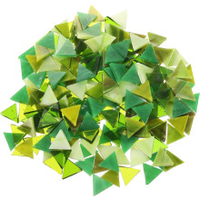 500g/1.1lb Mixed Color Triangle Mica Mosaic Tiles, 725 Pcs Glitter Crystal Mica Mosaic Tiles Stained Mica Piece for DIY Art Crafts, Mixed Green
