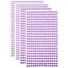 2190 Pcs 3mm/5mm Rhinestone Stickers - 4 Sheet Self-Adhesive Round Rhinestone Stickers for Crafts, Nail, Makeup, Festival (Light Purple)