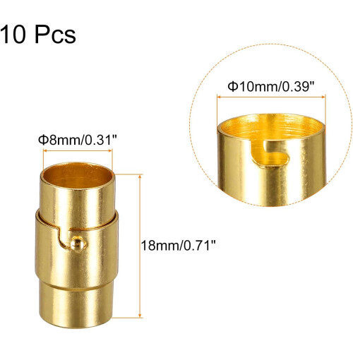 Leather Cord End Clasp, 10 Pcs 8mm Hole Leather Clasps, Gold 1