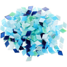 500g/1.1lb Mixed Color Rhombic Mica Mosaic Tiles, 800 Pcs Glitter Crystal Mica Mosaic Tiles Stained Mica Piece for DIY Art Crafts, Mixed Green