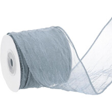 Grey Crinkled Wired Ribbon with Metallic Edge 2.5 Inch x 10 Yards Wrinkled Ribbons for Crafts Bow Making Gift Wrapping Floral Bouquets Party Decoratio