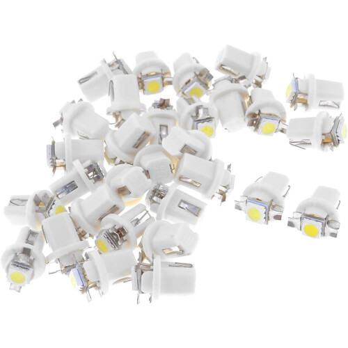 Car T5 B8.5D 5050 Surface Mount Device LED Side Light Dashboard Guage Lamp White 30 Pcs