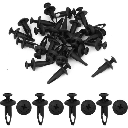 25 Pcs 6.3mm Hole Retainer Clips Plastic Rivets Flaps Bumper Fender Push Clips