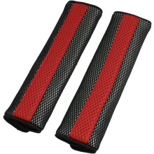2pcs Universal Car Detachable Fastener Red Black Seat Belt Strap Shoulder Pad