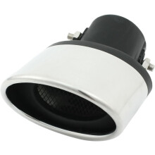 Silver Tone Metal Oval Shape Slanted Exhaust Muffler Tip 60mm Inlet