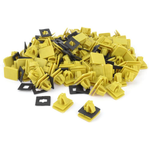 Plastic Bumper Push in Square Hole Rivet Door Trim Clips 100PCS Yellow