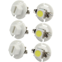 White B8.4D 5050 Surface Mount Device 1-LED Indicator Light Gauge Bulb 6 Pcs Internal