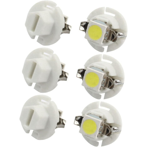 White B8.4D 5050 Surface Mount Device 1-LED Indicator Light Gauge Bulb 6 Pcs Internal