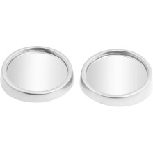 2 Pcs Silver Tone Car 1.5" Round Rearview Blind Spot Mirrors