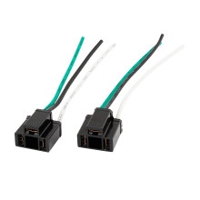 2 Pcs Headlight Connector Adapter H4 Lamp Bulb Socket Black
