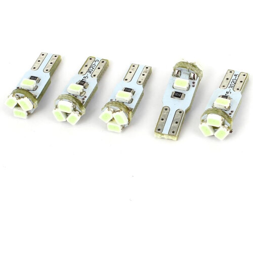 5 Pcs T5 3020 Ice Blue 5 LED Dashboard Lamps Lights for Auto Internal