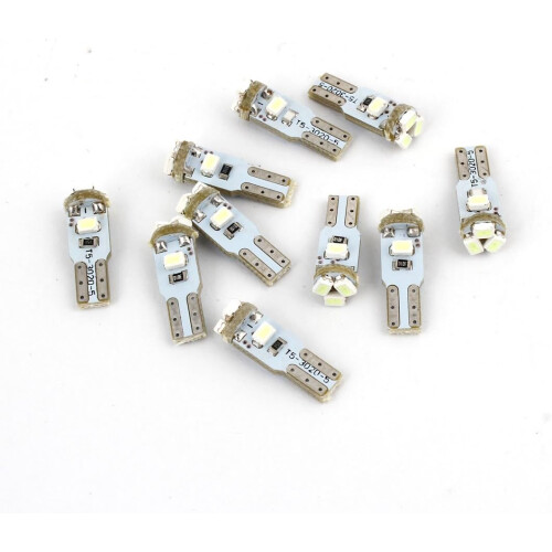 10pcs Ice Blue T5 Wedge 3020 Surface Mount Device 5-LED Bulbs Car Light DC 12V Internal