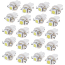 20pcs Car White Socket T5 Wedge 5050 Surface Mount Device LED Dashboard Instrument Cluster Light Lamp Bulb