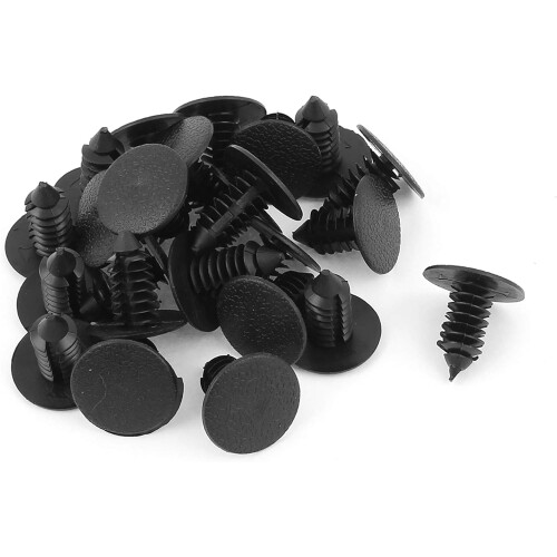 24 Pcs Black Plastic Rivets Fender Bumper Push Clips for 9mm Hole Dia