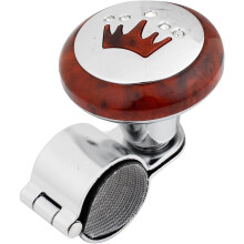 Car Brown Crown Power Handle Steering Wheel Knob Silver Tone 8 x 6.5 x 5.5cm