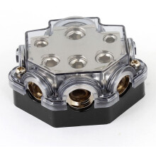 Audio 1 in 5 Out AGU Fuse Holder Distribution Block Black